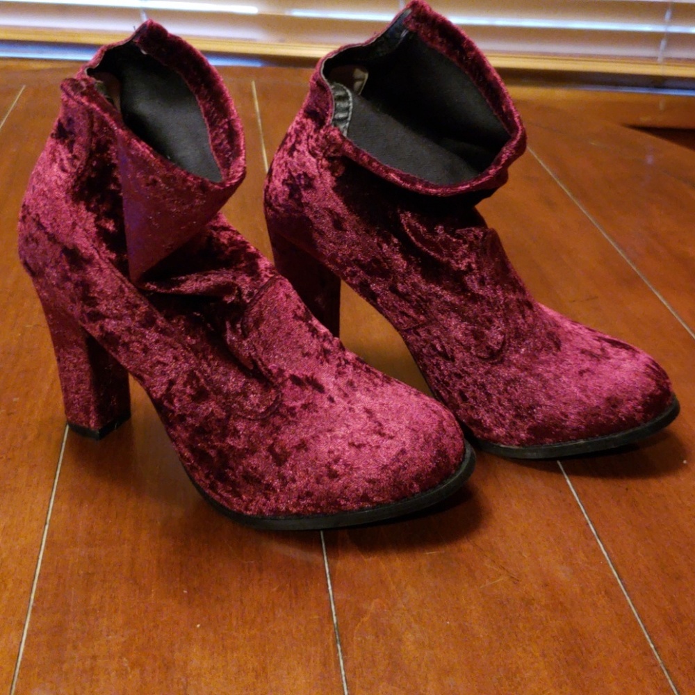 Burgundy Velvet Heels 8.5